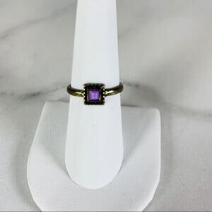 Bronze Antique Gold Romantic Square Ring Sz 6.75